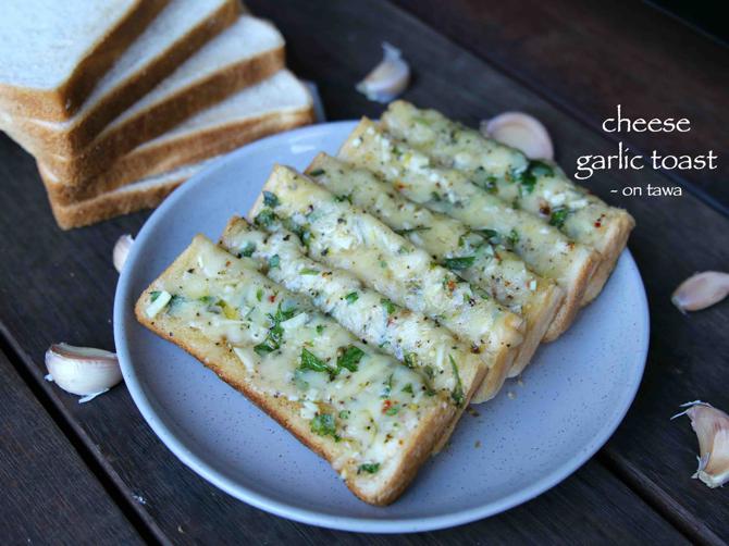 Garlic Cheese Toast Recipe Cheese Garlic Bread Recipe On Tawa