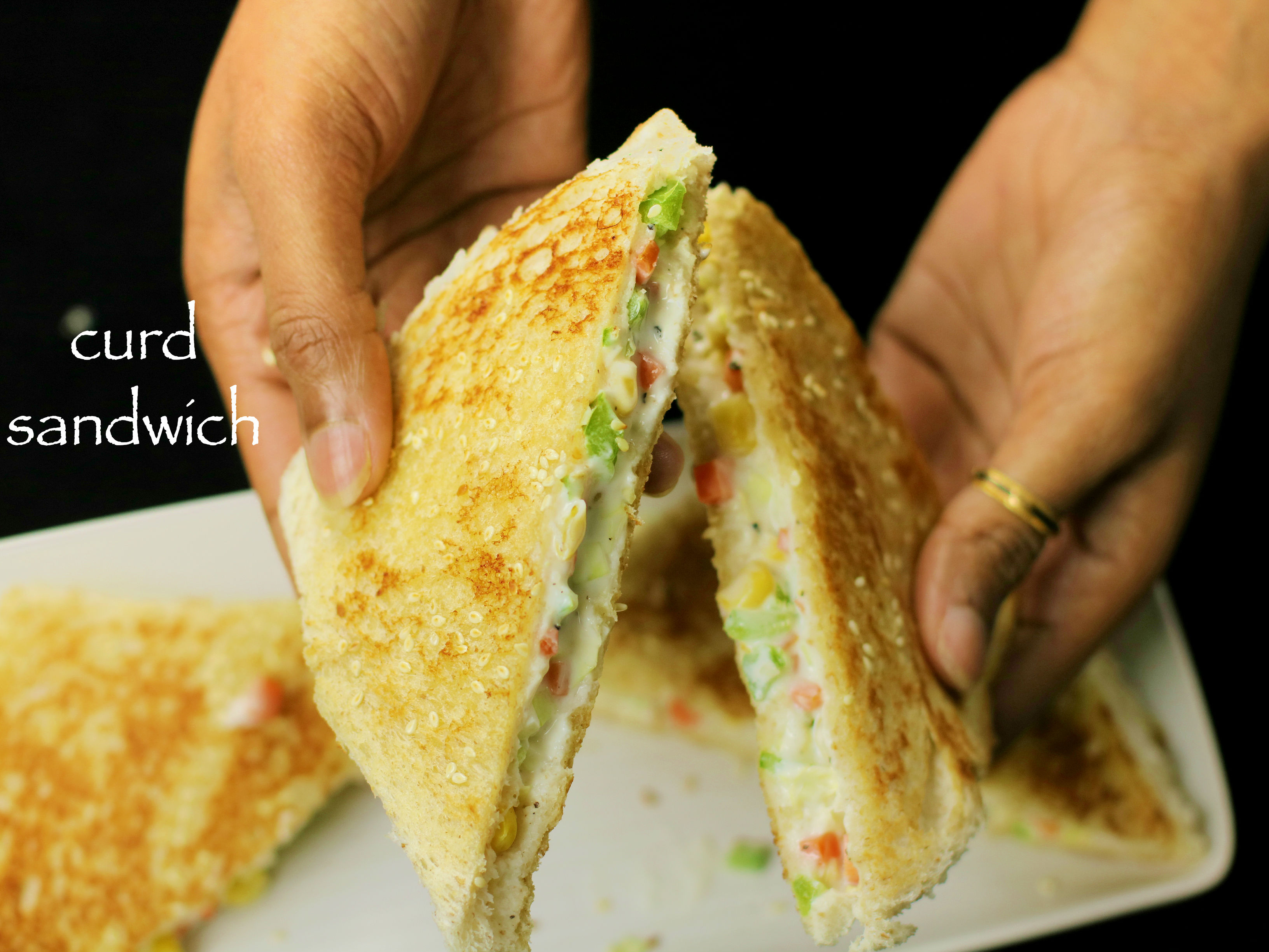 Curd sandwich recipe  yogurt sandwich recipe - kids lunch 