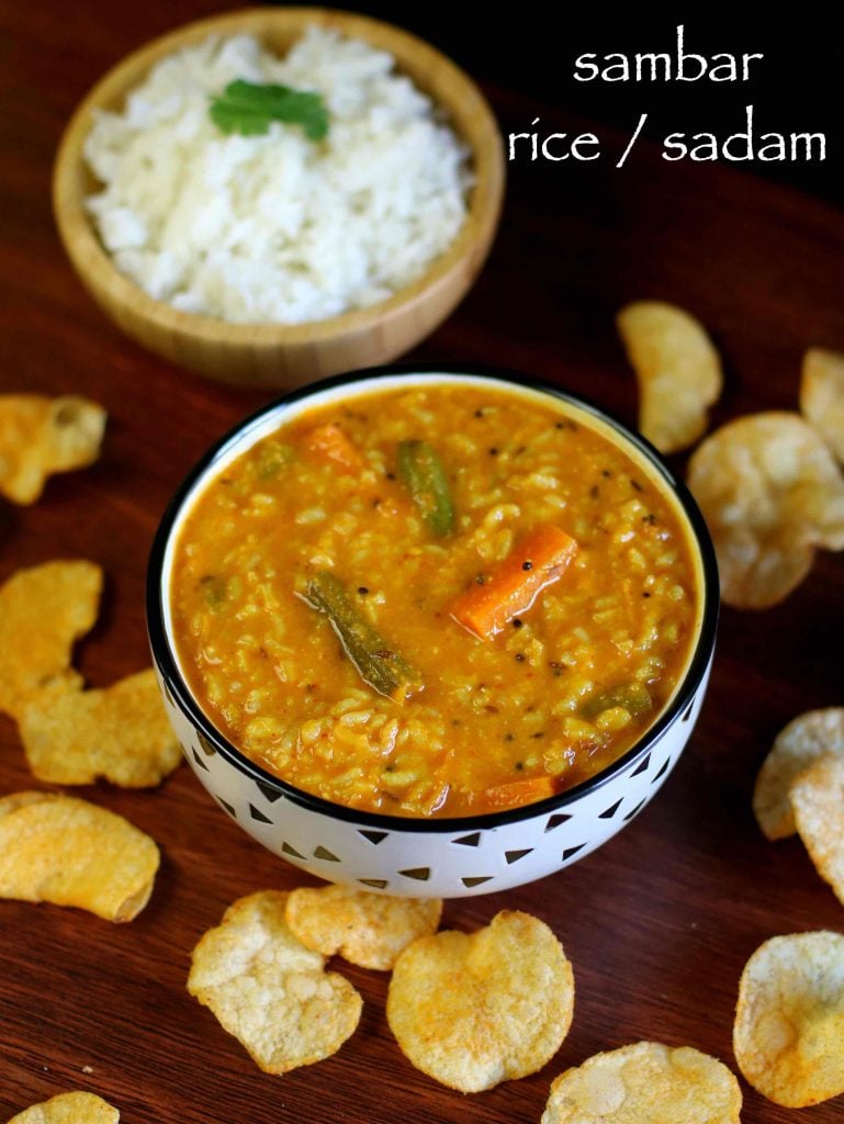 sambar rice recipe | sambar sadam recipe | hotel style sambar rice