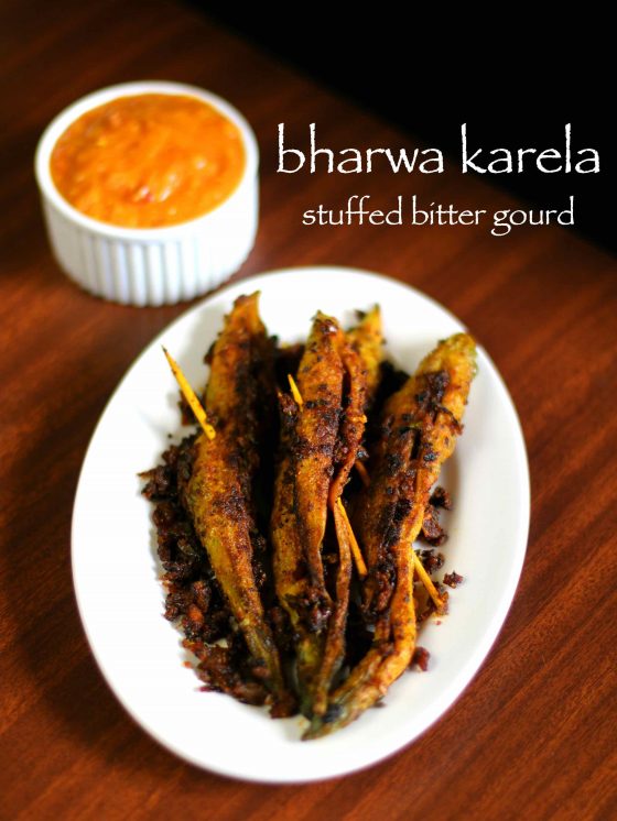 bharwa karela recipe | stuffed karela recipe | stuffed bitter gourd recipe