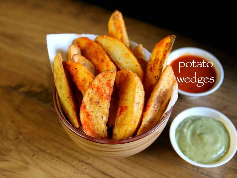 potato wedges recipe | deep fried & baked potato wedges