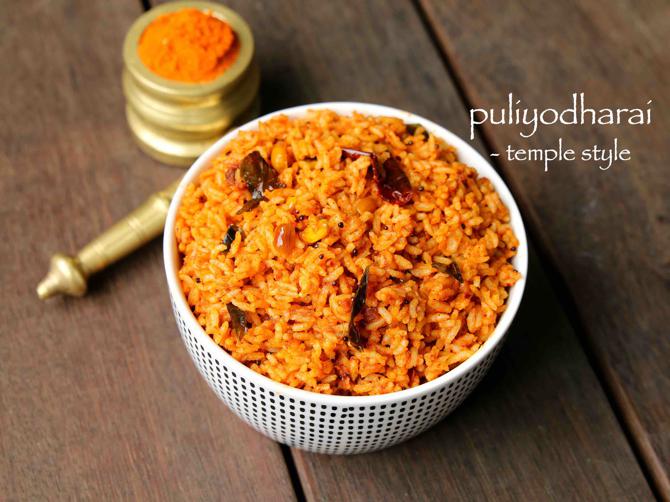 temple style puliyodharai rice