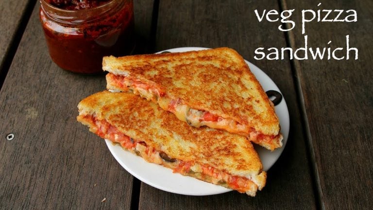 पिज़्ज़ा सैंडविच रेसिपी | pizza sandwich in hindi | ग्रिल्ड वेज पिज़्ज़ा सैंडविच