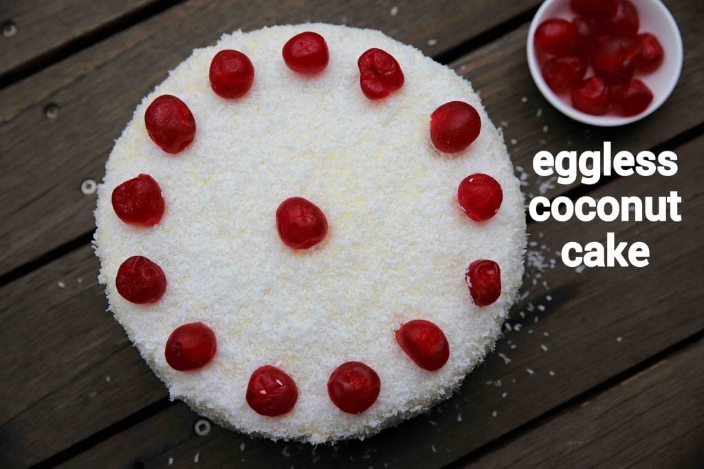 eggless sponge cake with desiccated coconut