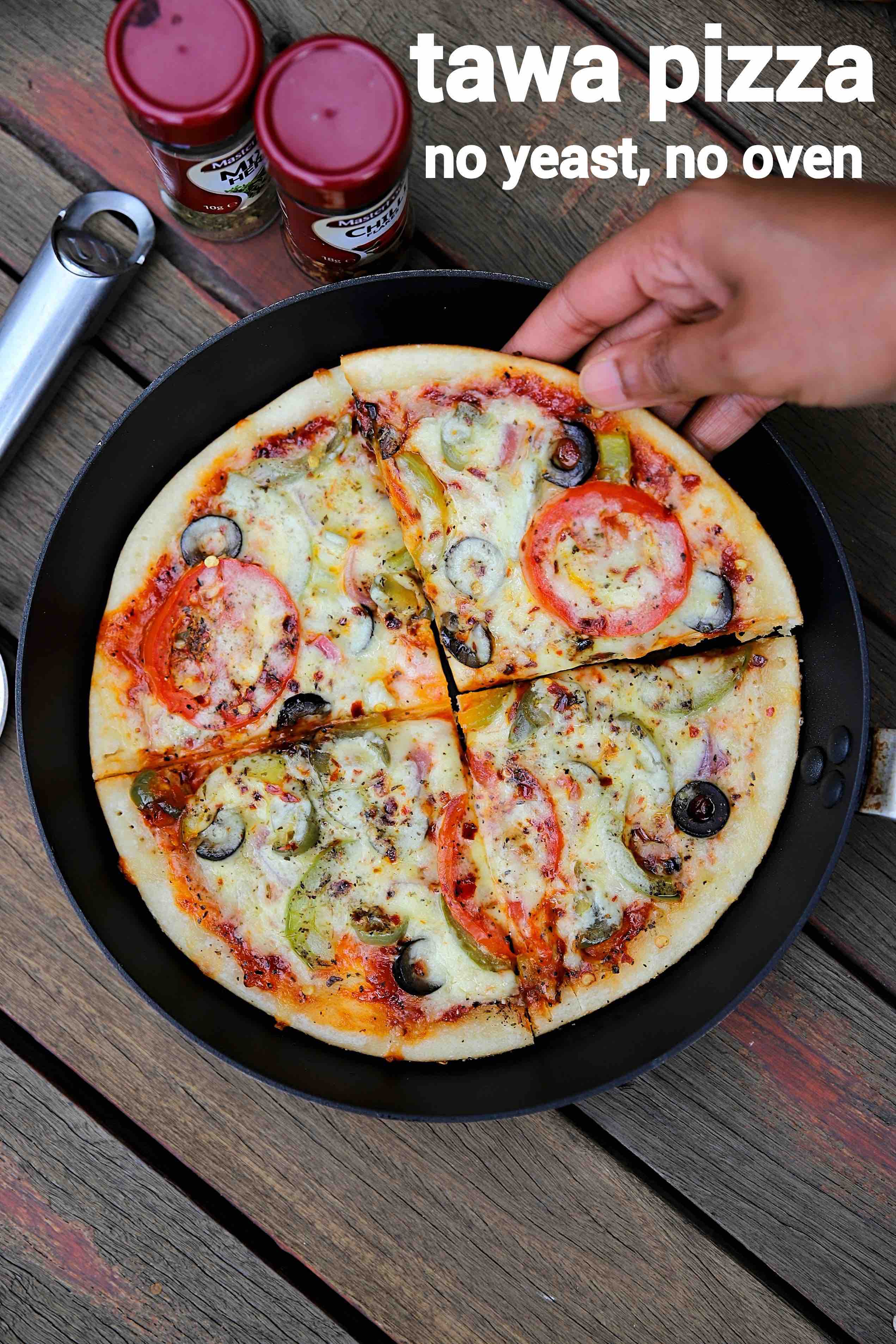 tawa pizza recipe  veg pizza on tawa without yeast  pizza without oven
