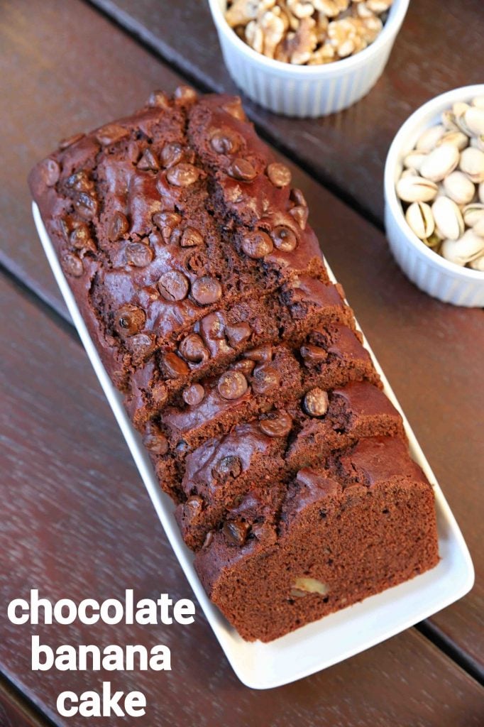 chocolate banana cake recipe | banana and chocolate chip cake