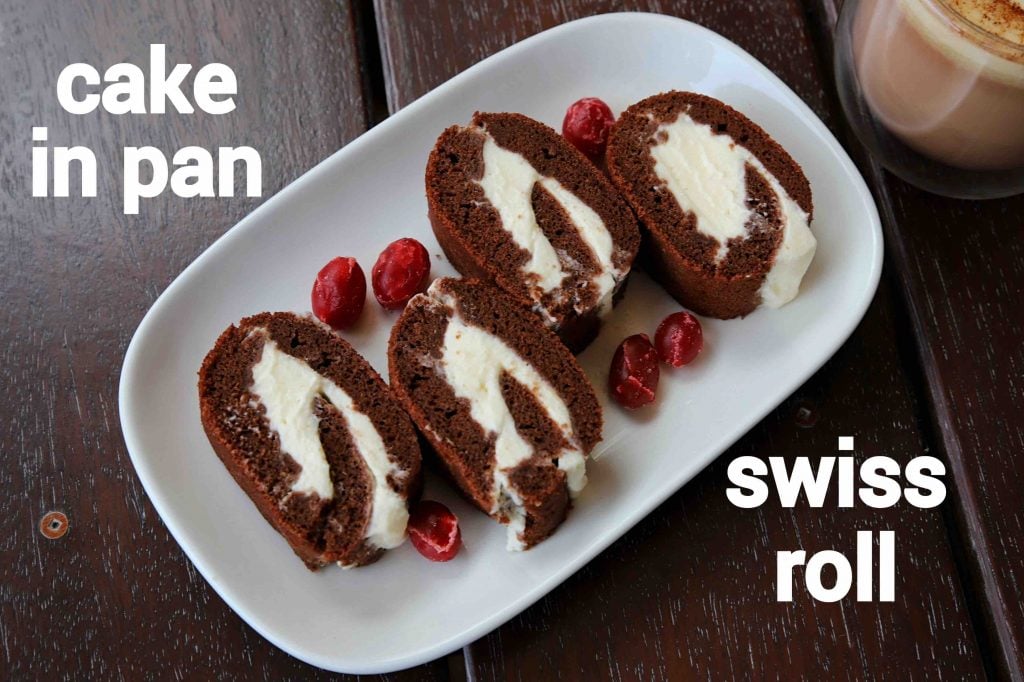 chocolate swiss roll recipe on pan