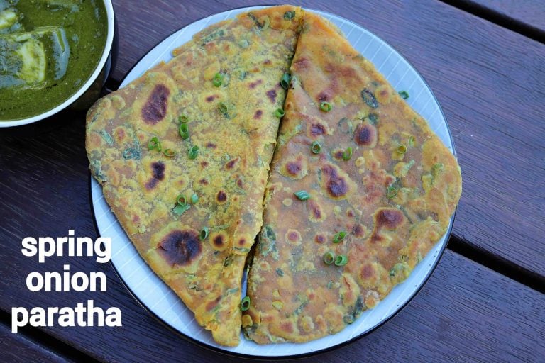 स्प्रिंग अनियन पराठा रेसिपी | spring onion paratha in hindi | हरे प्याज पराठा