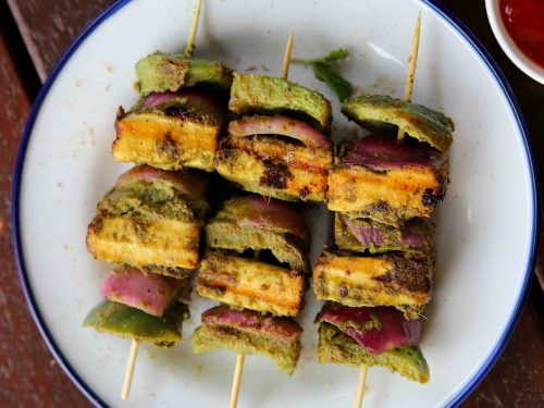 Delicate mint paneer tikka recipe