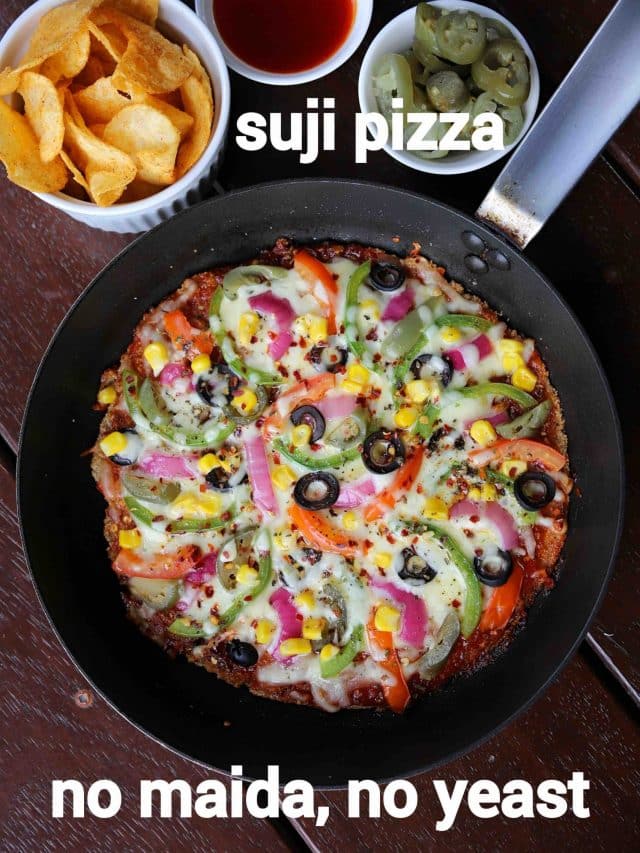 No Maida, No Yeast Suji Ka Pizza Recipe with Instant Pizza Sauce