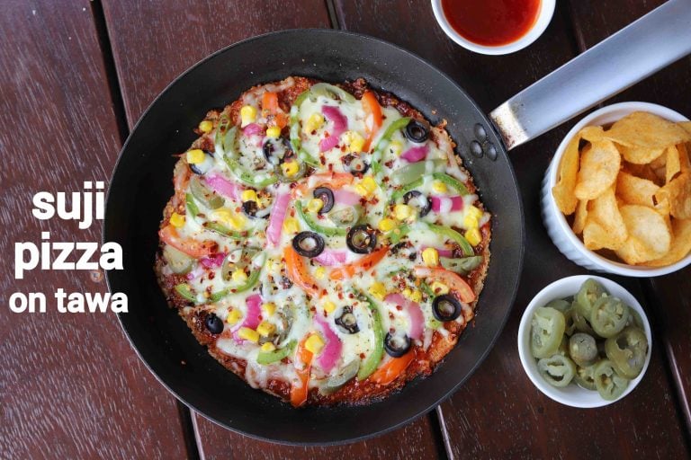 सूजी का पिज़्ज़ा रेसिपी ऑन तवा | suji ka pizza in hindi on tawa | रवा पिज़्ज़ा