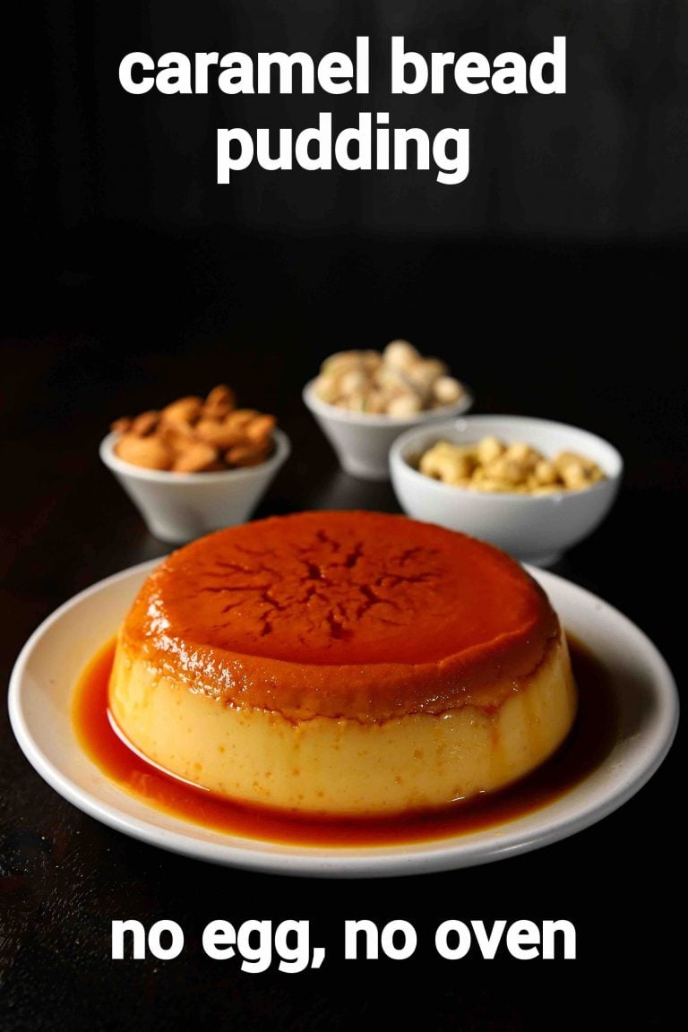 caramel bread pudding recipe | steamed caramel custard bread pudding