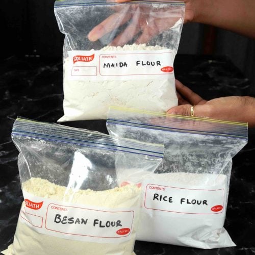 how to make rice flour recipe, besan flour, maida at home