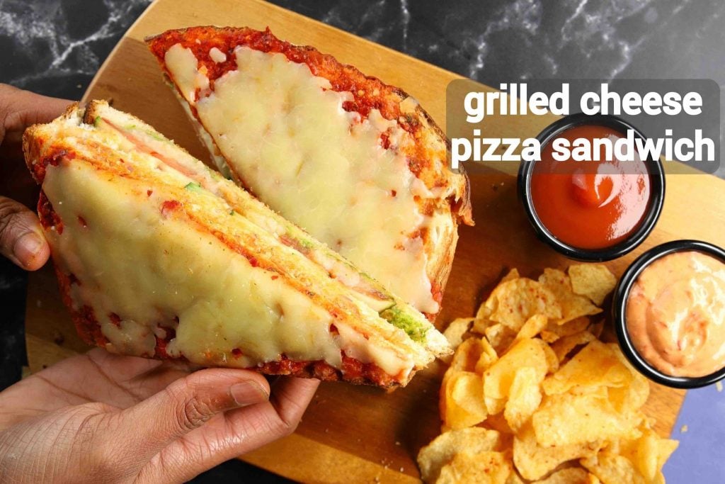 grilled cheese pizza sandwich recipe - in kadai
