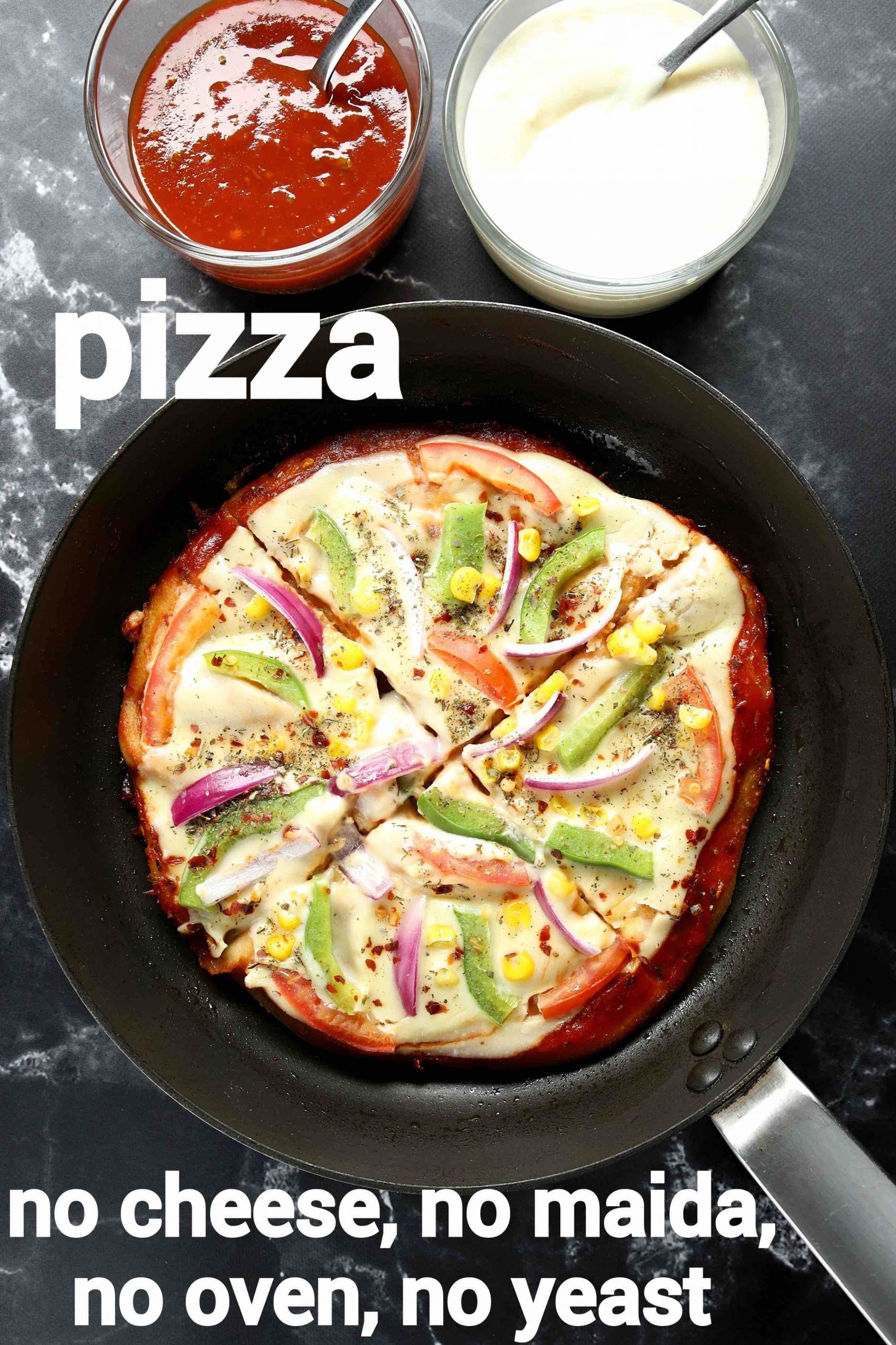 no cheese pizza recipe  pizza without cheese  no maida no oven white  sauce pizza