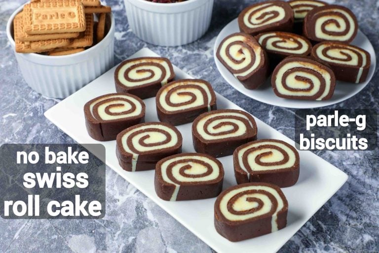 no bake swiss roll recipe | parle-g biscuit swiss roll | no bake chocolate roll cake