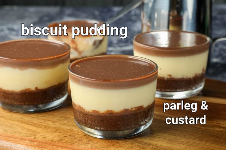 biscuit pudding recipe | chocolate biscuit pudding | parle-g biscuit custard pudding