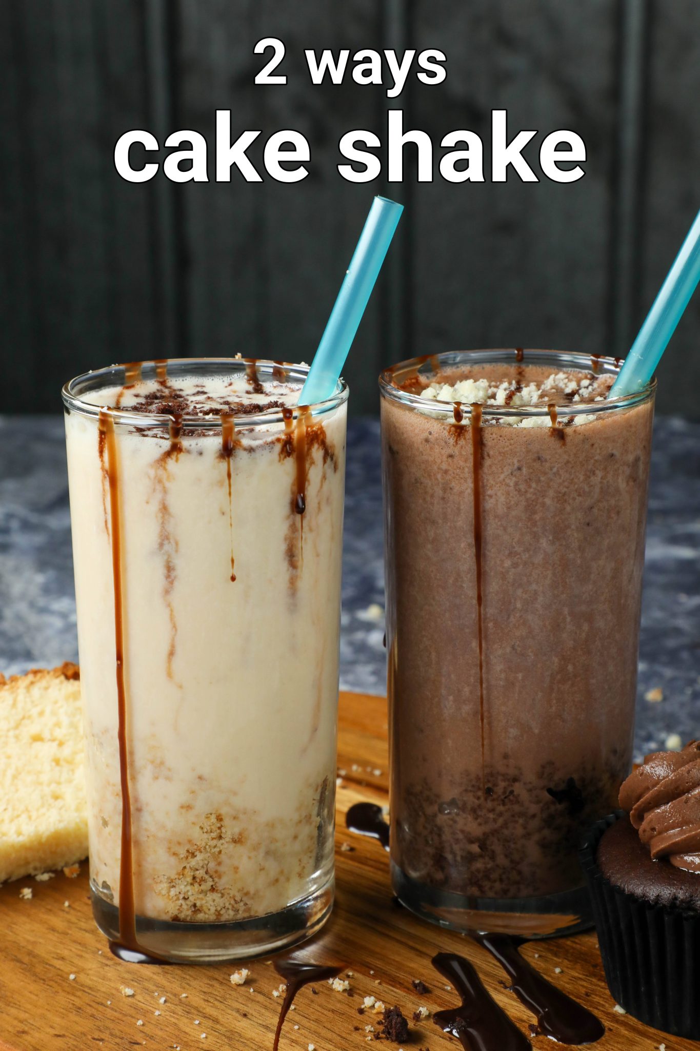 Chocolate Cake Shake Recipe Leftover Eggless Cake Shakes Recipe 2 Ways 