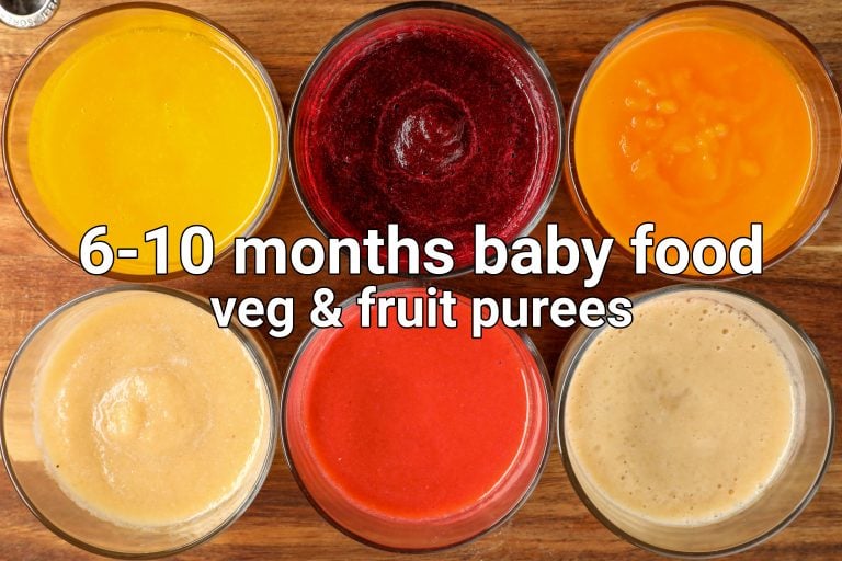 vegetable puree for babies | fruit puree for babies | 6-10 month baby food recipes