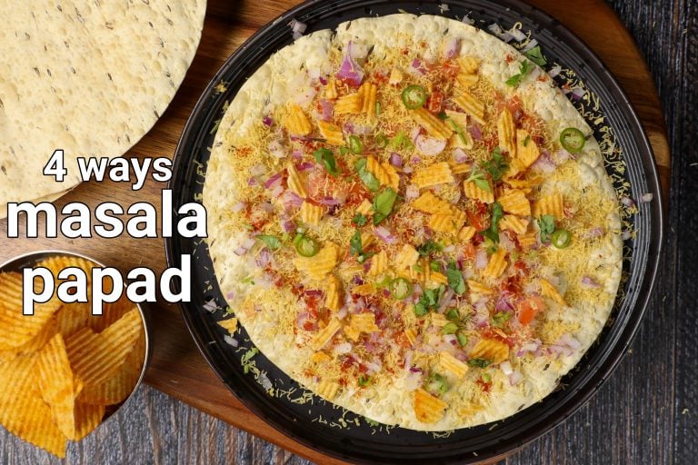 masala papad recipe | homemade masala papadums – 4 ways | papad masala varieties