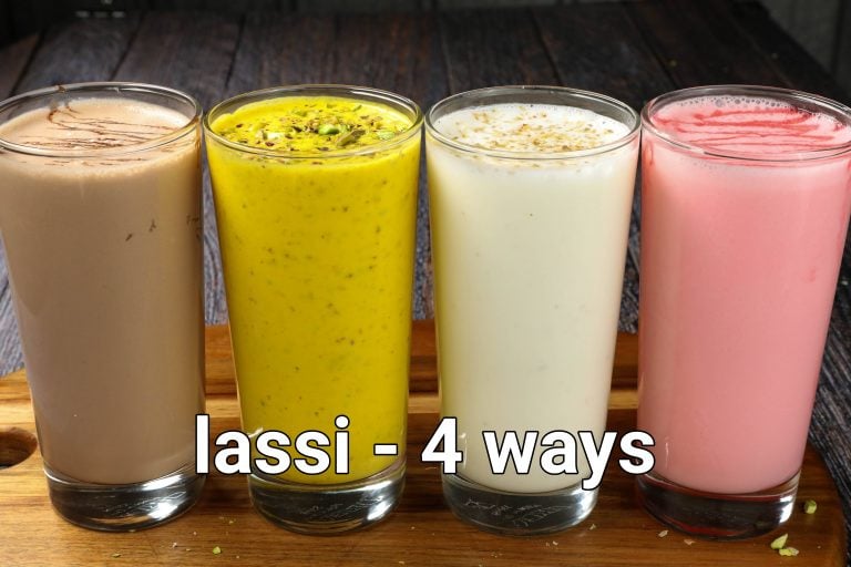 lassi recipe | punjabi lassi 4 ways | sweet lassi – dry fruits, chocolate & rose