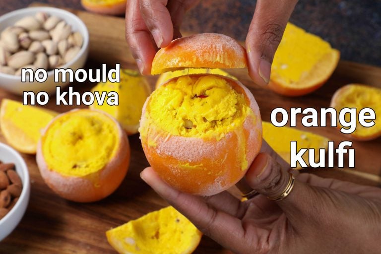 orange kulfi recipe | kulfi orange in orange shells | orange kesar pista kulfi