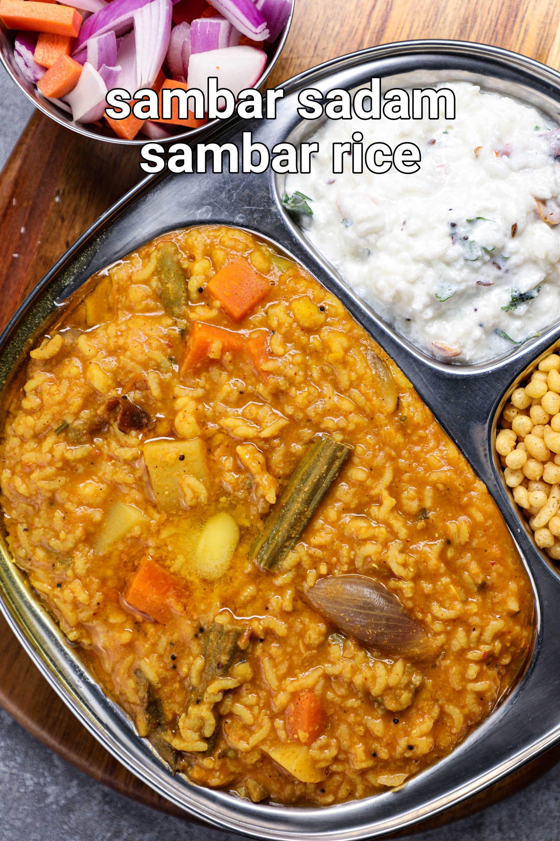 sambar rice recipe | sambar sadam recipe | sambar rice & curd rice combo