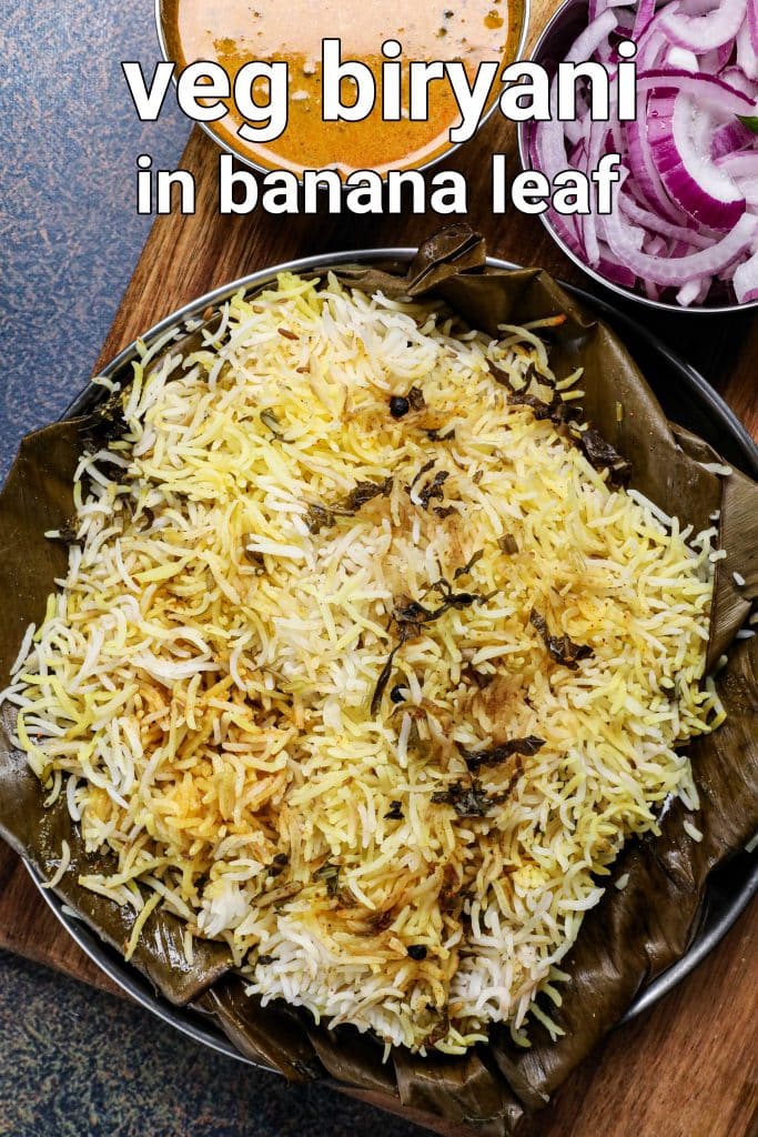 vegetable biryani recipe in banana leaf