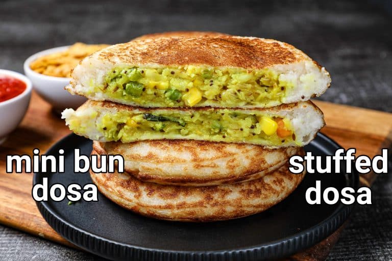 भरवां डोसा रेसिपी | stuffed dosa in hindi | इंस्टेंट स्टफ्ड मिनी बन डोसा