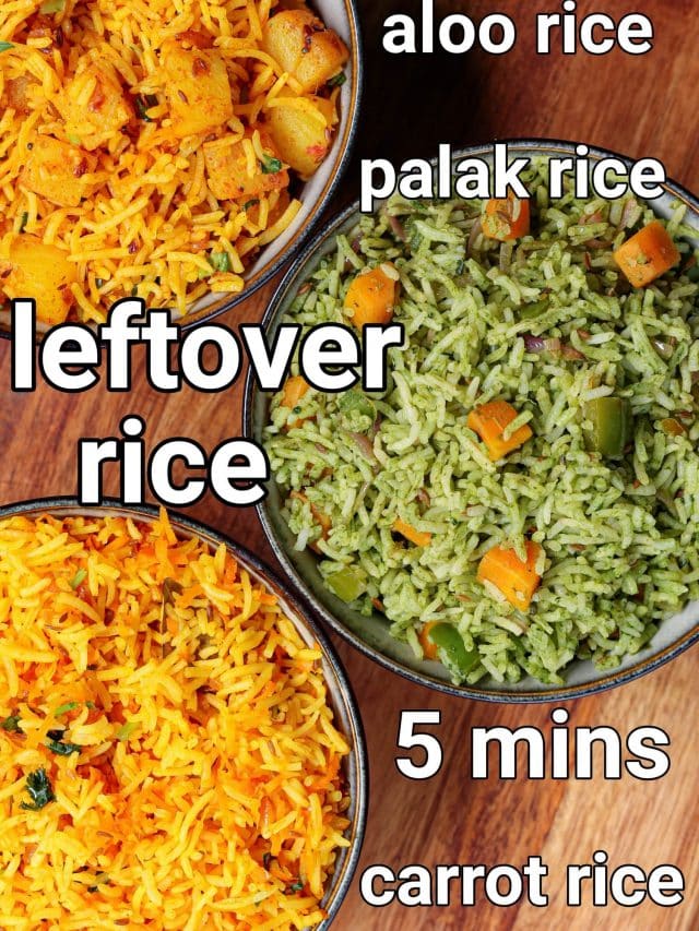 5 Mins Veggie Rice Recipe 3 Ways – Leftover Rice Recipes