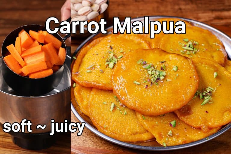 carrot malpua recipe – no soda no maida | instant healthy gajar ka malpua