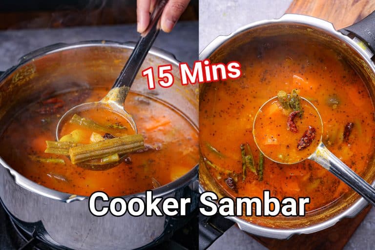 Sambar Recipe | South Indian Vegetable Sambar in Cooker – 15 Mins