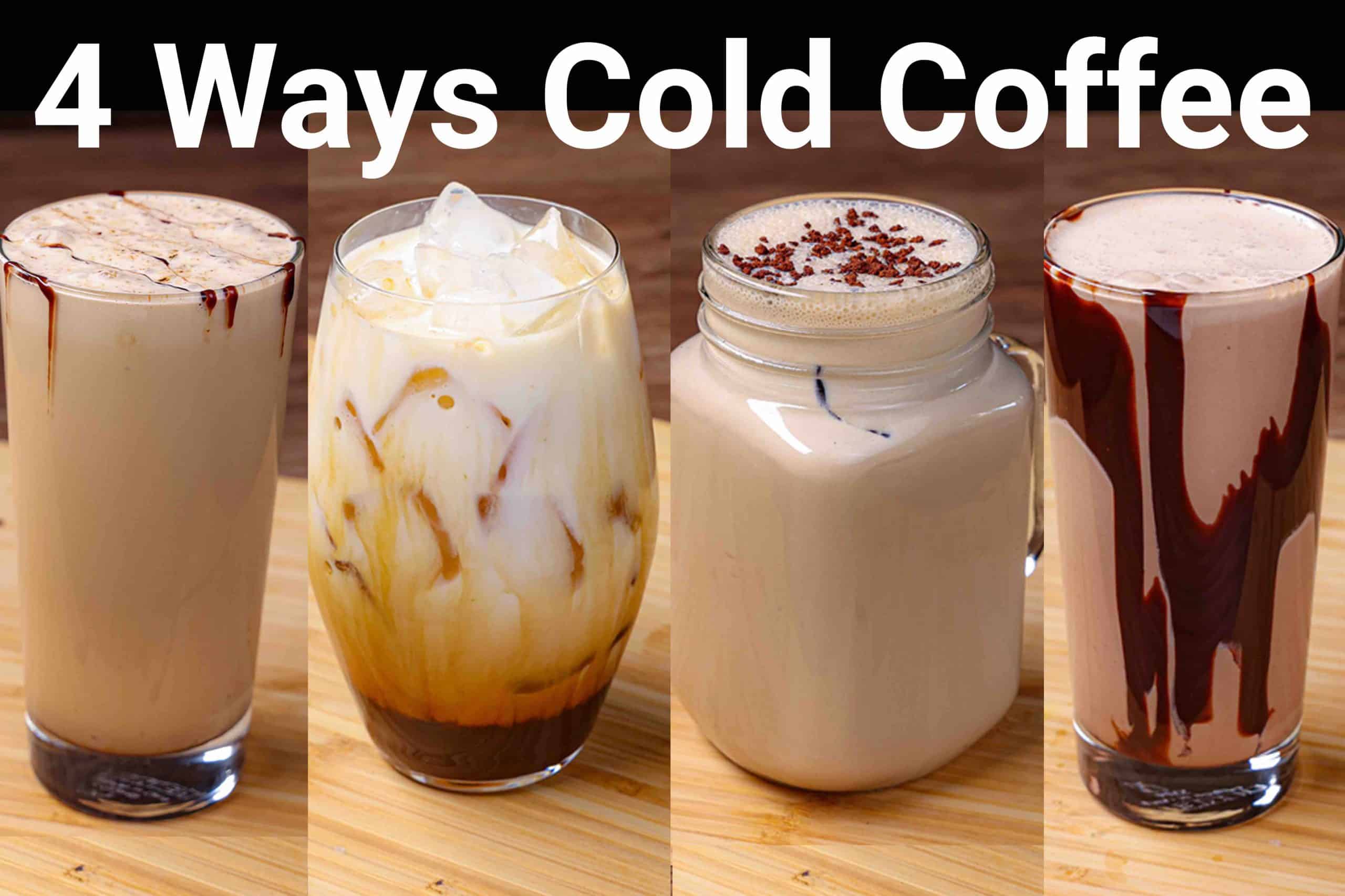 2 Ways Cold Coffee Recipe + Video (How to Make Cafe Style Cold Coffee)