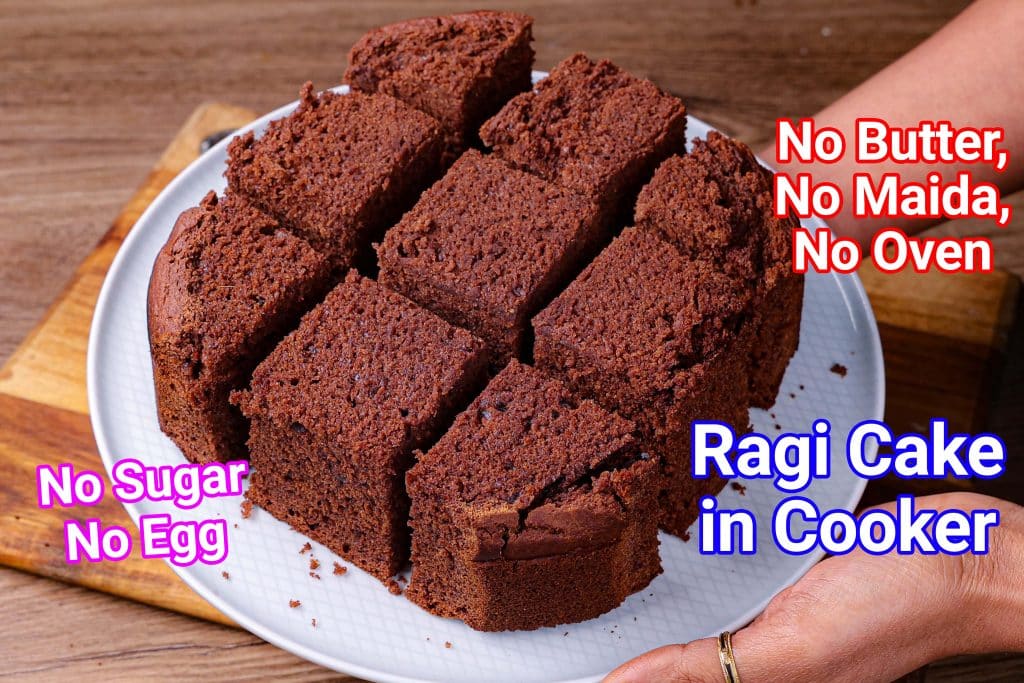 Eggless Finger Millet Cake - No Sugar, No Oven