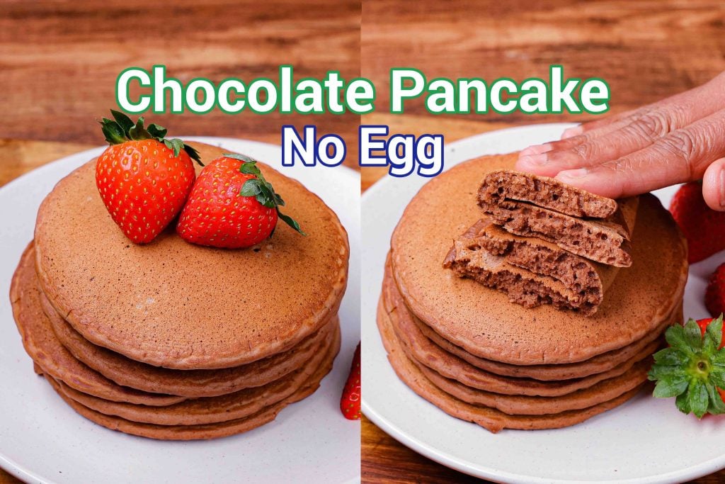 Eggless Chocolate Protein Pancakes