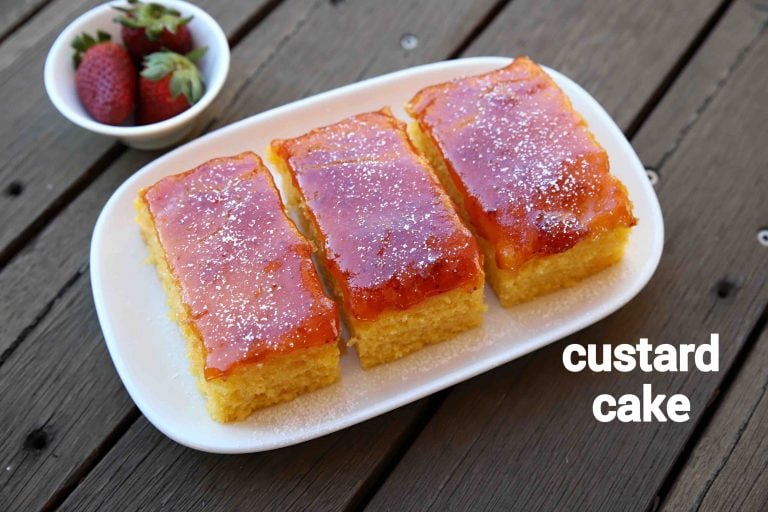 कस्टर्ड केक रेसिपी | custard cake in hindi | अंडे रहित कस्टर्ड क्रीम केक