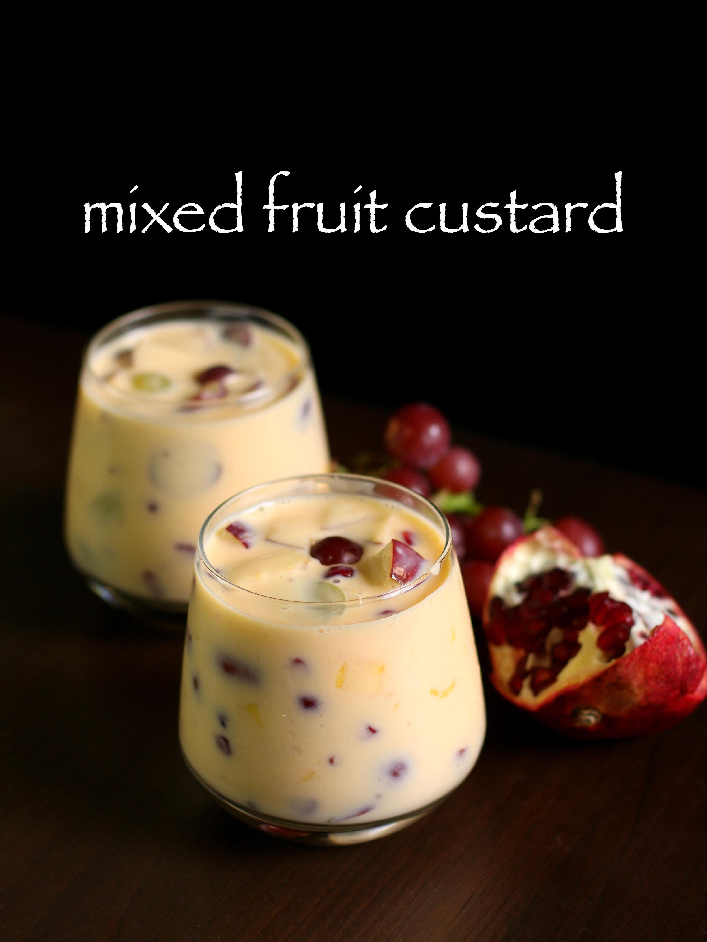 Fruit custard recipe /How to make fruit custard at home without readymade custard powder - Desi Cooking Recipes