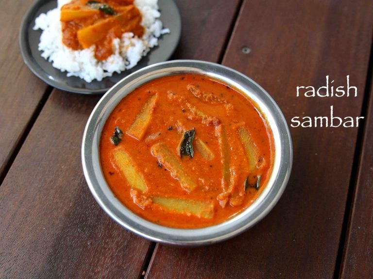 mullangi sambar recipe | radish sambar | moolangi or mooli sambar