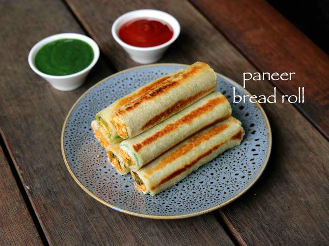 पनीर ब्रेड रोल रेसिपी | paneer bread roll in hindi | ब्रेड पनीर रोल्स