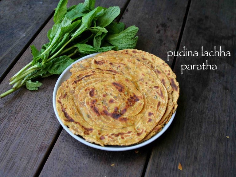 pudina paratha recipe | mint paratha recipe | pudina lachha paratha