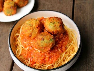 vegetarian spagetti recipe with veg meat balls
