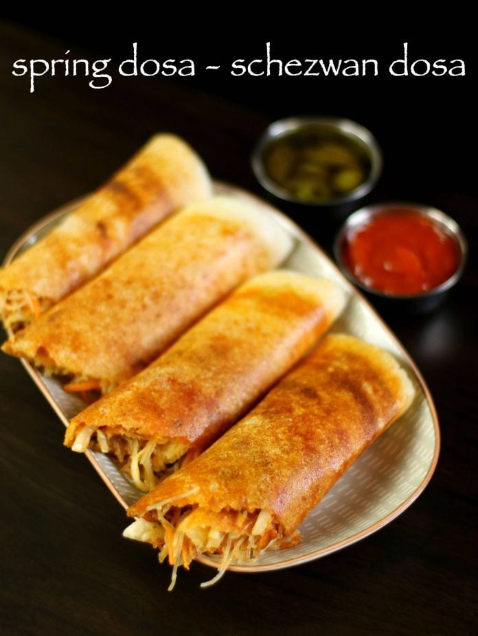 spring dosa recipe | schezwan dosa recipe | chinese dosa recipe